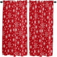 thumbnail image 1 of Red Christmas Kitchen Curtains 63 Inch Length, Farmhouse Curtains & Drapes, Winter White Snowflake Xmas Rod Pocket Window Curtains for Living Room/Bedroom/Bathroom, 42" x 63", 2 Panels, 1 of 5