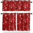 thumbnail image 1 of Red Christmas Kitchen Curtains Set, Winter White Snowflake Xmas Tier Curtain 36 Inches Length, Merry Christmas Valance and Tiers Set Window Treatment Decor for Bedroom/Living Room, 1 of 7