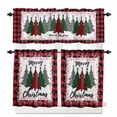 thumbnail image 1 of Red Christmas Kitchen Curtains and Valances Set, Buffalo Grid Xmas Tree Snowflake Plaid Texture Rod Pocket Window Valance Window Curtain Panels for Living Room Bedroom Laundry, 27.5x36in, 3 Pieces, 1 of 7