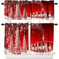 thumbnail image 1 of Red Christmas Kitchen Curtains Valances Set,Merry Xmas Snowflake Decoration Kitchen Window Curtains Tier and Valance Curtain Set for Bedroom Living Room 54x18 & 27x24x2, 3 Panel, 1 of 1