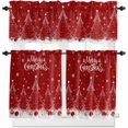 thumbnail image 1 of Red Christmas Kitchen Curtains and Valances Set, Rod Pocket Curtains Tier Farmhouse Window Curtains 24 Inch Length, Winter Pine Trees Snowflake Xmas Ball 3 Piece Kitchen Curtains Set, 1 of 6