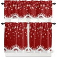 thumbnail image 1 of Red Christmas Kitchen Curtains and Valances Set, Rod Pocket Curtains Tier Farmhouse Window Curtains 24 Inch Length, Winter Xmas Snowflake Ball Stripes Rustic 3 Piece Kitchen Curtains Set, 1 of 6