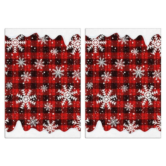 Red Christmas Kitchen Towels Dish Towels 2 Pack with Snowflake, 18x26 Inch Farmhouse Xmas Party Decoration Hand Towels