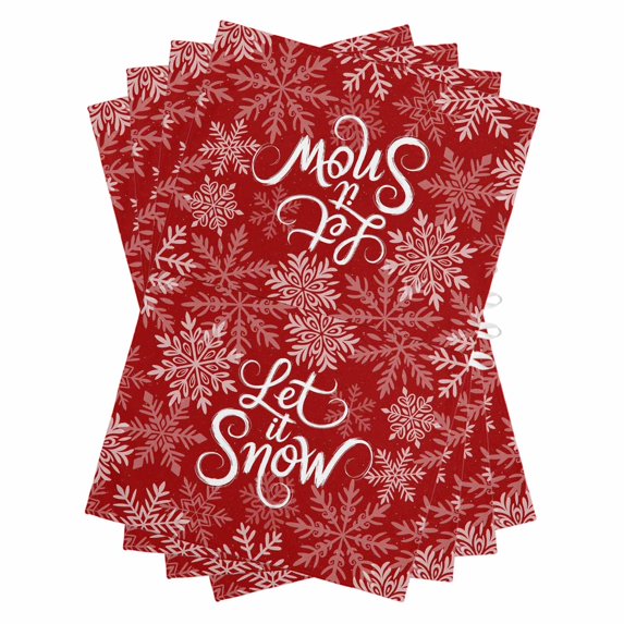 Red Christmas Kitchen Towels Set of 4, Water Absorbent Dish Towel, Farmhouse Winter White Xmas Snowflakes Decorative Hand Towels - Quick Drying Cloth for Cooking Baking, 18x28 Inch