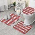 thumbnail image 1 of Red Christmas Knitted Pattern Bathroom Rugs Sets 3 Piece,Toilet Cover Set,Absorbent Non Slip Bathroom Mats Sets with U-Shaped Contour Rug Toilet Rug Set, 1 of 5