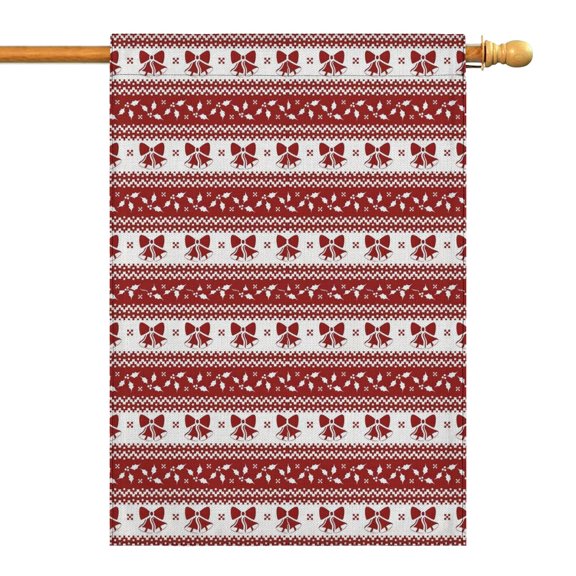 Red Christmas Knitted Pattern Fall Garden Flags 28"x40" Double Side,Small Yard Flags for Outside,Outdoor Fall Decor,Autumn Funny Garden Flag Yard Decoration