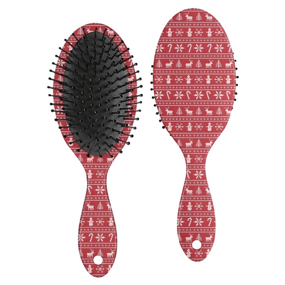 Red Christmas Knitted Pattern Hair Brush,Girls Detangling Hair Brush,Glide Through Tangles with Ease for Wet & Dry Hair,8.8"X2.8"