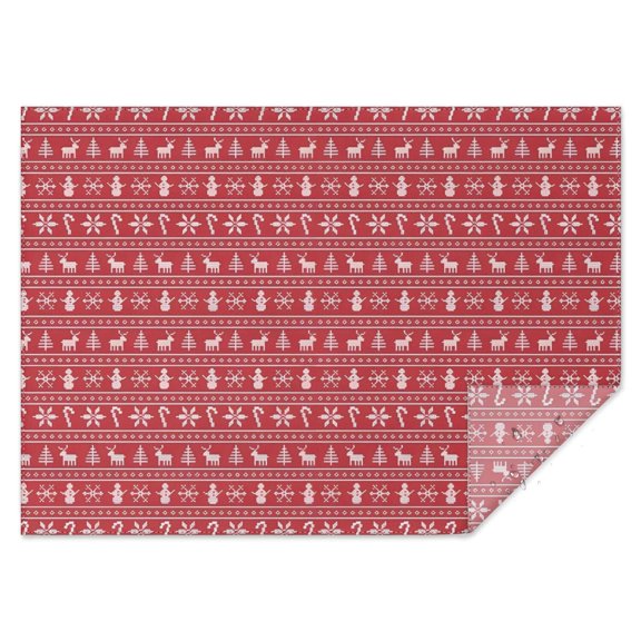 Red Christmas Knitted Pattern Rectangle Tablecloth 60"x84",Waterproof Polyester Rectangle Table Cloth, Wipeable Spillproof Polyester Tablecloth for Dining, Camping, Indoor and Outdoor