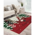 thumbnail image 1 of Red Christmas Large Area Rug 4x6ft Woven Runner Rug,Snowman Snowflake Xmas Tree Washable Living Room Bedroom Kitchen Bathroom Classroom Carpet with Tassels,Non-Shedding Indoor Outdoor Throw Door Mat, 1 of 5