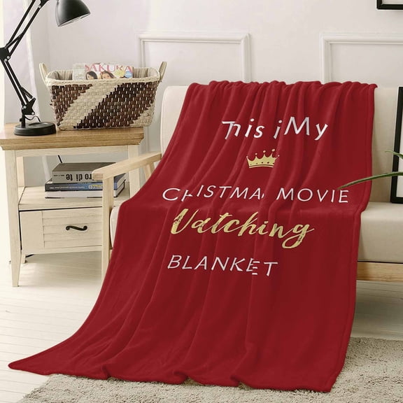 Red, This is My Christmas Movie Watching Blanket Throw Flannel Blanket 40x50In Super Soft Cozy Bed Blanket, Lightweight Plush Fuzzy Bed Throw for Bedroom Sofa Couch Living Room