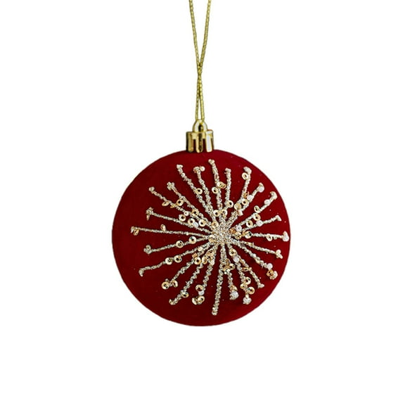 Red Christmas Ornaments Ball – Glitter Velvet Baubles with Beads & Sequins – Hanging Holiday Tree Decorations for Home, Party, Office – Soft Suede Finish – 5 Style Assortment