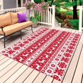 thumbnail image 1 of Red Christmas Outdoor Rug for Patio/Deck/Porch, Non-Slip Large Area Rug 3 x 5 Ft, Country Winter Xmas Deer Snowflake Indoor Outdoor Rugs Washable Area Rugs, Reversible Camping Rug Carpet Runner, 1 of 8