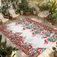 thumbnail image 1 of Red Christmas Outdoor Rug for Patio/Deck/Porch, Non-Slip Large Area Rug 3 x 5 Ft, Poinsettia Berry Xmas Botanical Indoor Outdoor Rugs Washable Area Rugs, Reversible Camping Rug Carpet Runner, 1 of 8