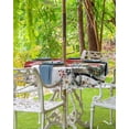 thumbnail image 1 of Red Christmas Outdoor Tablecloth - 52x70 Inch Rectangle Dining Table Cover, Snowman Truck Xmas Balls Snowflake Waterproof Outdoor Table Cloth with Umbrella Hole & Zipper for Picnic/Patio, 1 of 5