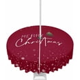 thumbnail image 1 of Red Christmas Outdoor Tablecloth - 60x120 Inch Rectangle Dining Table Cover, Xmas Tree Snowflake Waterproof Outdoor Table Cloth with Umbrella Hole & Zipper for Picnic/Patio/Party, 1 of 1