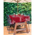thumbnail image 1 of Red Christmas Outdoor Tablecloth - 60x84 Inch Rectangle Dining Table Cover, Xmas Snowflake Merry Christmas Waterproof Outdoor Table Cloth with Umbrella Hole & Zipper for Picnic/Patio/Party, 1 of 5