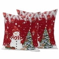 thumbnail image 1 of Red Christmas Outdoor Waterproof Pillow Covers, Snowman Xmas Balls Pine Needle Tree Decorative Square Throw Pillowcase Sofa Cushion Sham for Patio/Couch/Chair, 18"x18" 2 Pack, 1 of 8