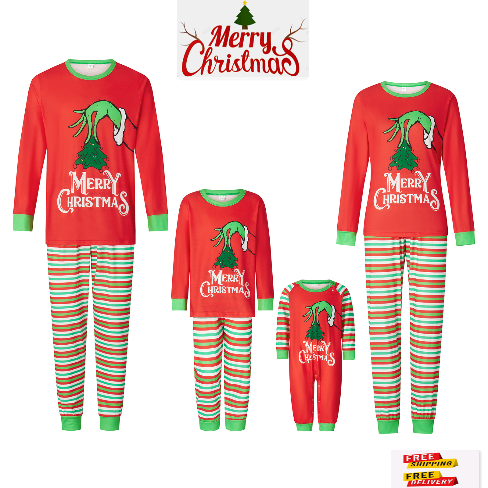 Red Christmas Pajamas For Family Family Christmas Pjs Matching Sets