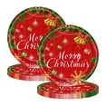 thumbnail image 1 of Red Christmas Paper Plates 20 Pack, Disposable Party Tableware with Tree Bell Pattern for Holiday Dinner Decor(B-20PC), 1 of 6