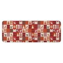 Red Christmas Patchwork Pattern Kitchen Rug Mat,Kitchen Runner Rugs Non Skid Washable,Decorative Kitchen Floor Mats for Kitchen,Sink,Laundry,17"x47.2"