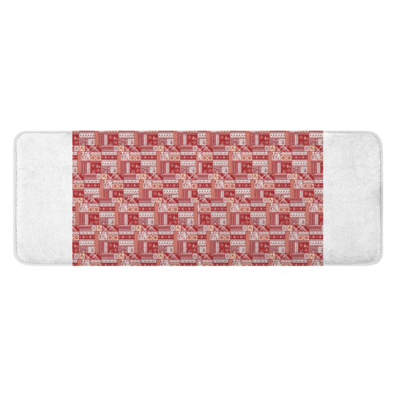 Red Christmas Patchwork Pattern Kitchen Rug Mat,Kitchen Runner Rugs Non Skid Washable,Decorative Kitchen Floor Mats for Kitchen,Sink,Laundry,17"x47.2"
