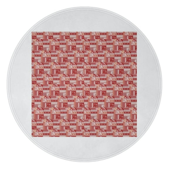Red Christmas Patchwork Pattern Round Blanket,Comfortable Soft Flannel Throw Blanket,All Season,Warm Lightweight Blankets for Sofa Bed Couch Living Room Chair 47"x47"