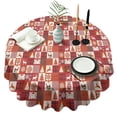 thumbnail image 1 of Red Christmas Patchwork Pattern Round Tablecloth 60"x60",Wrinkle Wipeable Table Cloth for Kitchen Dining Room Picnic Patio Party, 1 of 6
