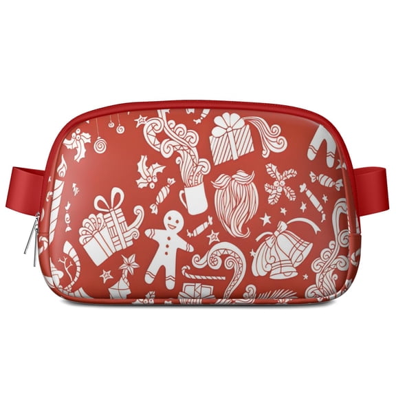 Red Christmas Pattern Cute Fanny Packs for Women,Travel Waterproof Crossbody Fanny Bags Waist Purse for Women Anti Theft Adjustable Strap for Running Travel Cycling