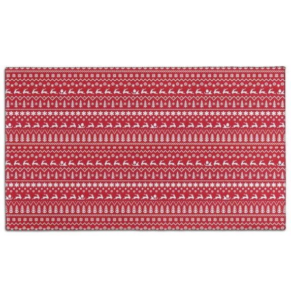 Red Christmas Pattern Door Rugs,Washable Non Slip Door Mats Indoor,Decorative Door Mats,Entry Mat Indoor for Entrance,Bedroom,Kitchen,Bathroom,17"x30"