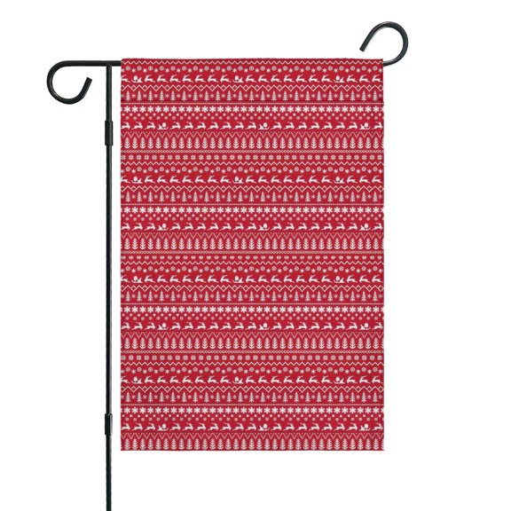 Red Christmas Pattern Fall Garden Flags 12.5"x18" Double Side,Small Yard Flags for Outside,Outdoor Fall Decor,Autumn Funny Garden Flag Yard Decoration
