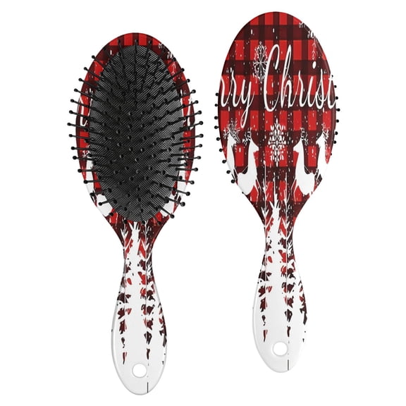 Red Christmas Pattern Hair Brush,Girls Detangling Hair Brush,Glide Through Tangles with Ease for Wet & Dry Hair,8.8"X2.8"