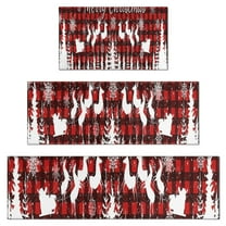 Red Christmas Pattern Kitchen Rugs Sets Of 3,Kitchen Runner Rugs Non Skid Washable,Decorative Kitchen Floor Mats for Kitchen,Sink,Laundry,17"x30" 17"x47" 17"x59"