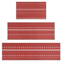Red Christmas Pattern Kitchen Rugs Sets Of 3,Kitchen Runner Rugs Non Skid Washable,Decorative Kitchen Floor Mats for Kitchen,Sink,Laundry,17"x30" 17"x47" 17"x59"