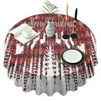 Red Christmas Pattern Round Tablecloth 60"x60",Wrinkle Wipeable Table Cloth for Kitchen Dining Room Picnic Patio Party