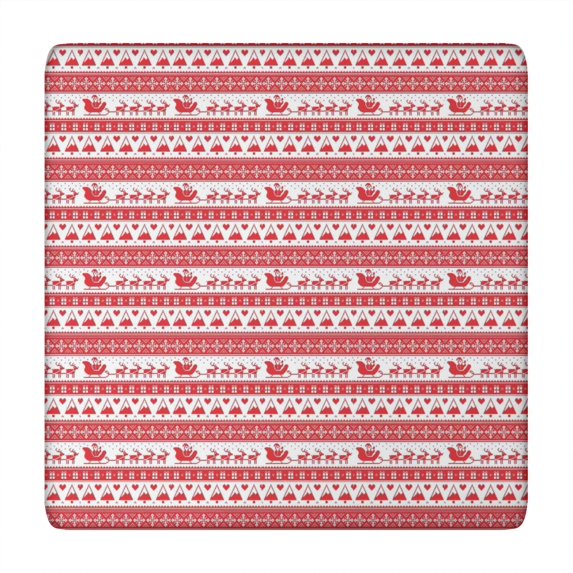 Red Christmas Pattern Square Fitted Tablecloth with Elastic Edge,Square Table Cover,Washable Elastic Table Cover for Home Kitchen Party Decor 34"x34"