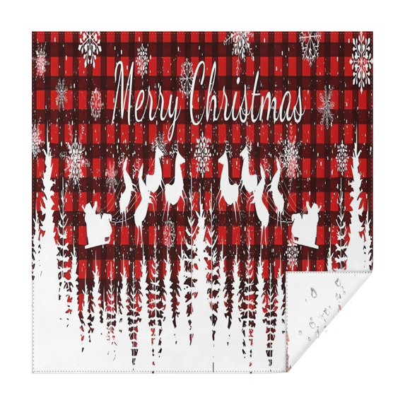 Red Christmas Pattern Square Tablecloth,Waterproof Square Table Cover,Wipeable Spillproof Washable Table Cover for Home Kitchen Party Decor 52"x52"(132x132cm)
