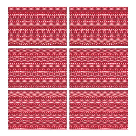 Red Christmas Pattern Summer Placemats Table Placemats Set Of 6-Linen Kitchen Washable Placemats Table Mats 11.8"x17.7" Non-Slip Heat Resistant
