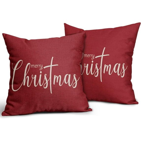 Red Christmas Pillow Cover 18x18 Single Xmas Themed Decorations Decorative Outdoor Pillowcase Holiday Farmhouse Winter Christmas Throw Cushion Case Decor for Home Couch Sofa Bed