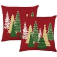 thumbnail image 1 of Red Christmas Pillow Covers 16 x 16 Inch Set of 2 White Gold Green Colorful Christmas Trees Throw Pillow Covers Xmas Winter Holiday Decorative Pillow Covers Cushion Cases for Sofa Couch, 1 of 6