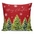 thumbnail image 1 of Red Christmas Pillow Covers 18x18 Inch Decorative Throw Pillow Cover, Xmas Tree Snowflake Winter Botanical Sofa Pillowcases Accent Cushion Case Home Decor Bedroom Living Room, 1 of 6