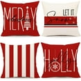 thumbnail image 1 of Red Christmas Pillow Covers 20x20 Set of 4 Farmhouse Christmas Decorations Let It Snow Holly Jolly Winter Holiday Decor Throw Cushion Case for Home Couch S22C24-20, 1 of 6