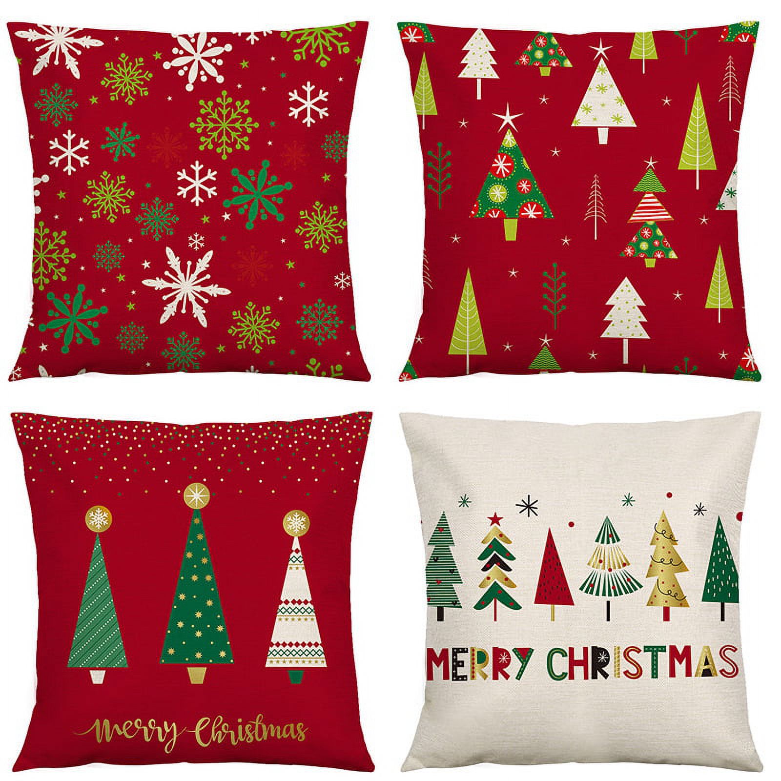 Red Christmas Pillow Covers Farmhouse Merry Christmas Throw Pillow Case