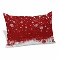 thumbnail image 1 of Red Christmas Pillow Covers, Linen Long Throw Pillow Case, Snowflake Winter Xmas Ball Holiday Pillow Protector Decorative Cushion Cover for Living Room/Bedroom 24" x 36", 1 of 8