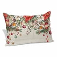 thumbnail image 1 of Red Christmas Pillow Covers, Linen Long Throw Pillow Case, Xams Tree Winter Poinsettia Pine Cones Farmhouse Holiday Pillow Protector Decorative Cushion Cover for Living Room/Bedroom 16" x 24", 1 of 8