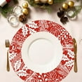 thumbnail image 1 of Red Christmas Placemats Berry Round Placemats Seasonal Winter Xmas Round Table Mats for Dinner Table Setting Christmas Birthday Wedding Party Supplies, 1 of 5
