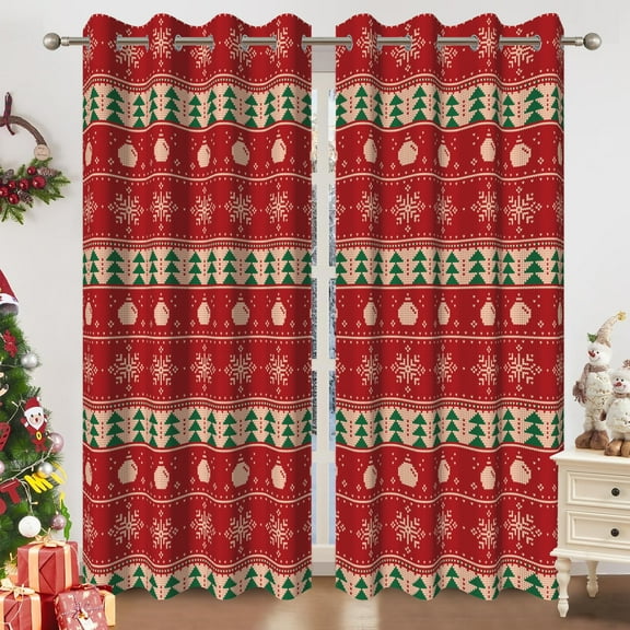 Red Christmas Plaid Blackout Curtains for Living Room,Farmhouse Window Drapes for Bedroom,52x84 Inch,2 Panels