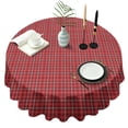 thumbnail image 1 of Red Christmas Plaid Pattern Round Tablecloth 60"x60",Wrinkle Wipeable Table Cloth for Kitchen Dining Room Picnic Patio Party, 1 of 6