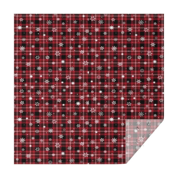 Red Christmas Plaid and Snowflake Pattern Square Tablecloth,Waterproof Square Table Cover,Wipeable Spillproof Washable Table Cover for Home Kitchen Party Decor 42"X42"(107x107cm)