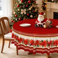 thumbnail image 1 of Red Christmas Poinsettia Round Tablecloth 70 Inch,Stain‑Resistant Table Cover for Holiday Dinner Home Kitchen Decor, 1 of 6