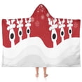 thumbnail image 1 of Red Christmas Reindeer Pattern Hooded Bath Towel，50"x30" for Ages 3 To 12 Kids, Quick Dry Lightweight Soft Microfiber Hood Beach Towel Cover Up for Kids, 1 of 7